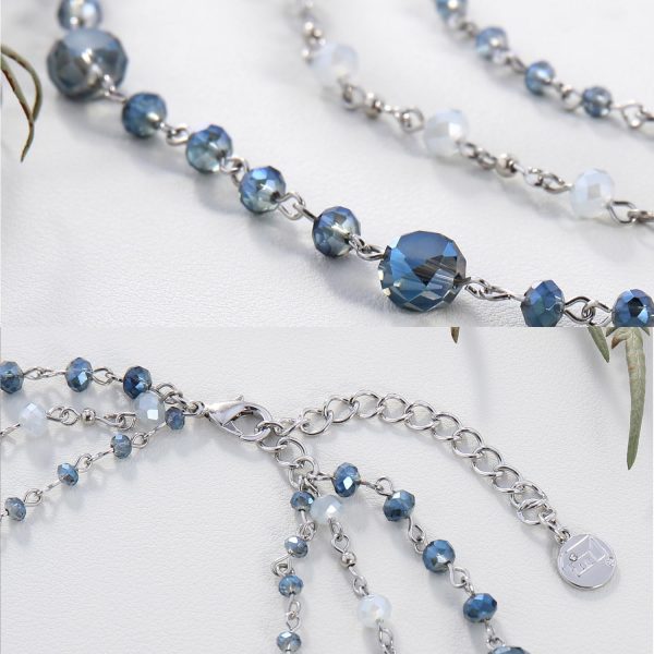 Firstmeet Long Chain Multi Layer Fashion Glass Beads Handmade Necklace with Bracelet for Women - Image 6