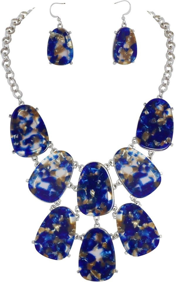 Firstmeet Chunky Bubble Statement Collar Necklace with Earrings for Women - Image 96