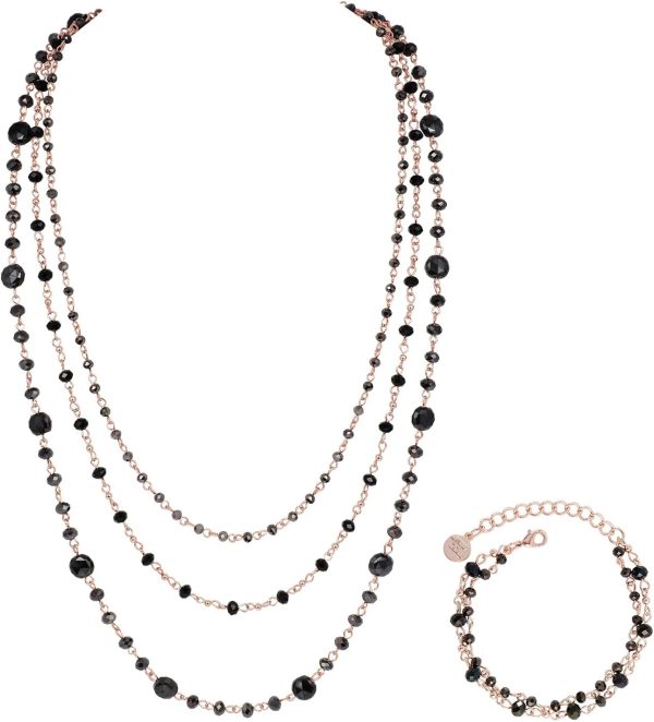 Firstmeet Long Chain Multi Layer Fashion Glass Beads Handmade Necklace with Bracelet for Women - Image 9