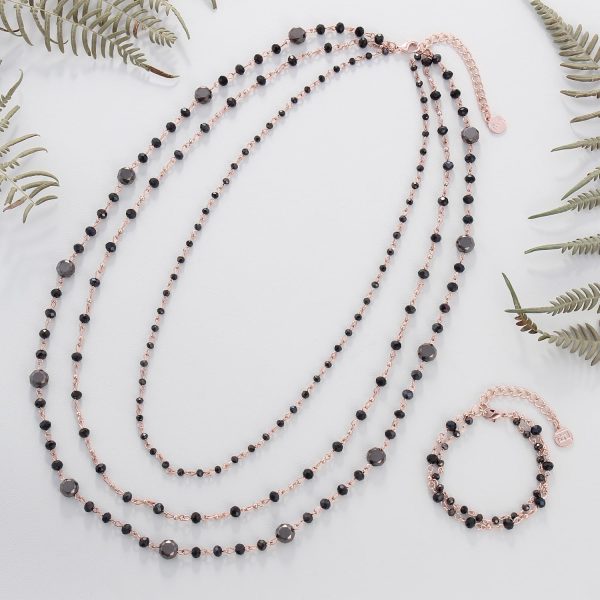 Firstmeet Long Chain Multi Layer Fashion Glass Beads Handmade Necklace with Bracelet for Women - Image 11