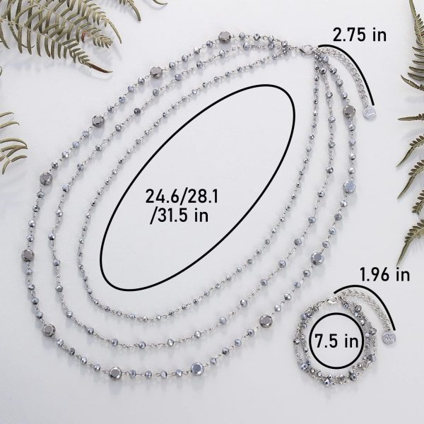 Firstmeet Long Chain Multi Layer Fashion Glass Beads Handmade Necklace with Bracelet for Women - Image 17