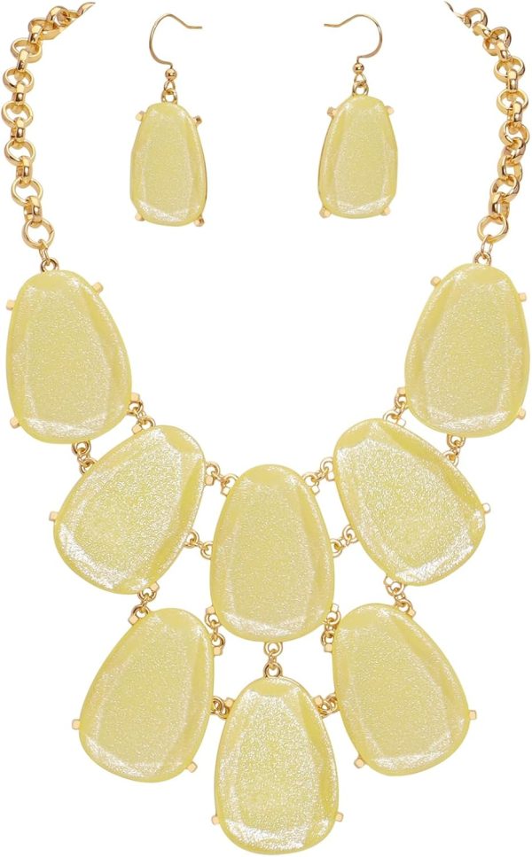 Firstmeet Chunky Bubble Statement Collar Necklace with Earrings for Women - Image 108