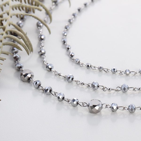 Firstmeet Long Chain Multi Layer Fashion Glass Beads Handmade Necklace with Bracelet for Women - Image 20