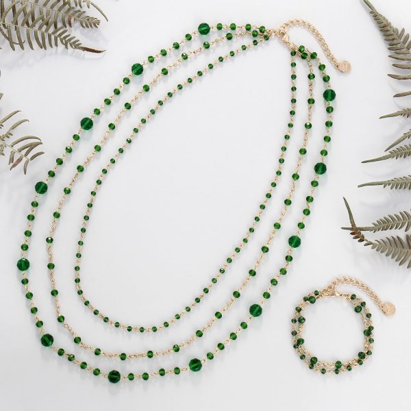 Firstmeet Long Chain Multi Layer Fashion Glass Beads Handmade Necklace with Bracelet for Women - Image 23