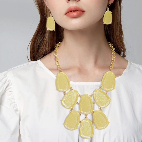 Firstmeet Chunky Bubble Statement Collar Necklace with Earrings for Women - Image 112