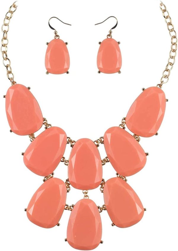 Firstmeet Chunky Bubble Statement Collar Necklace with Earrings for Women - Image 114