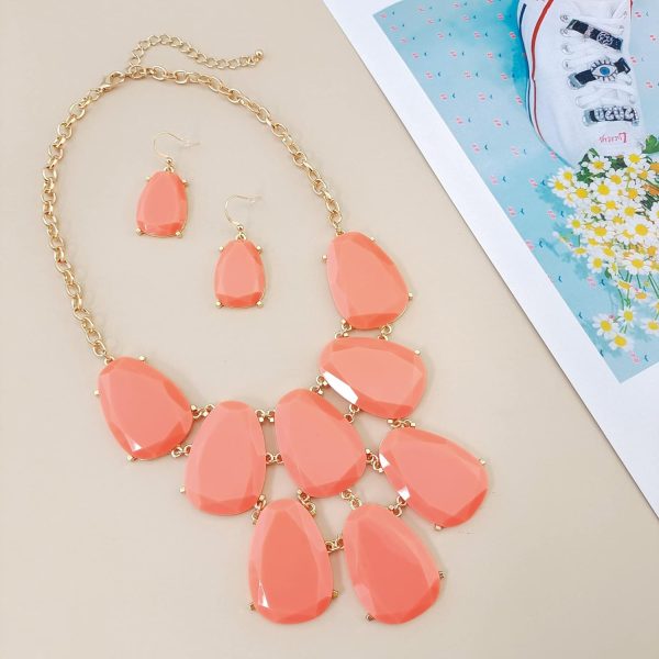 Firstmeet Chunky Bubble Statement Collar Necklace with Earrings for Women - Image 115