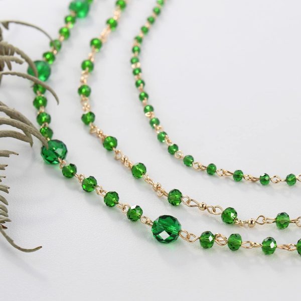 Firstmeet Long Chain Multi Layer Fashion Glass Beads Handmade Necklace with Bracelet for Women - Image 25