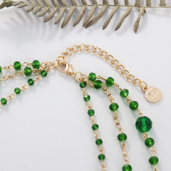 Firstmeet Long Chain Multi Layer Fashion Glass Beads Handmade Necklace with Bracelet for Women - Image 26