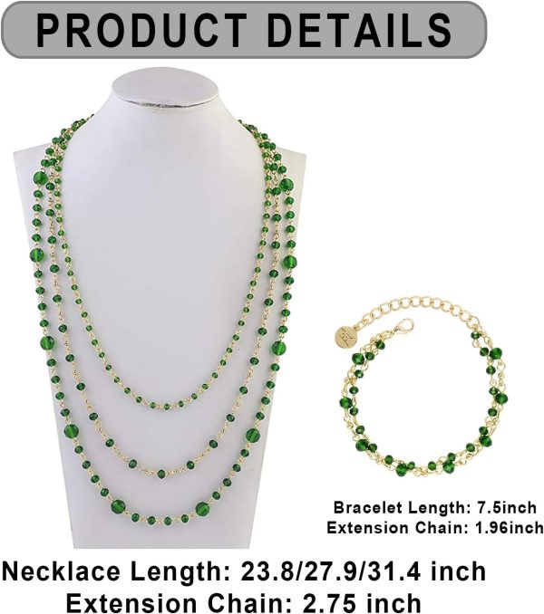 Firstmeet Long Chain Multi Layer Fashion Glass Beads Handmade Necklace with Bracelet for Women - Image 27