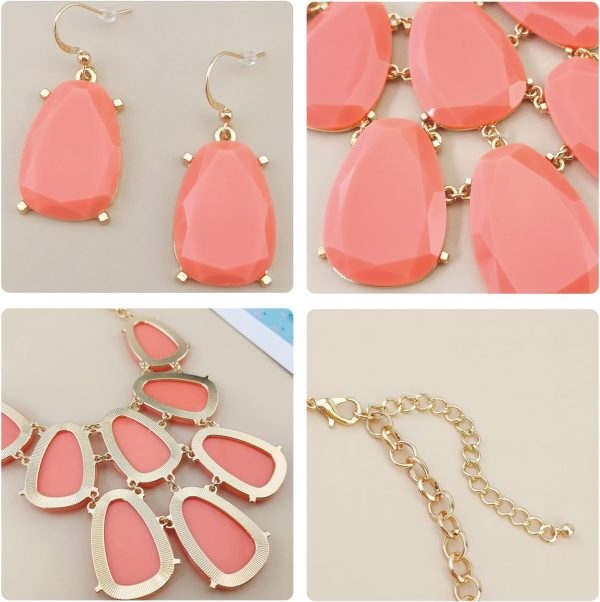 Firstmeet Chunky Bubble Statement Collar Necklace with Earrings for Women - Image 117