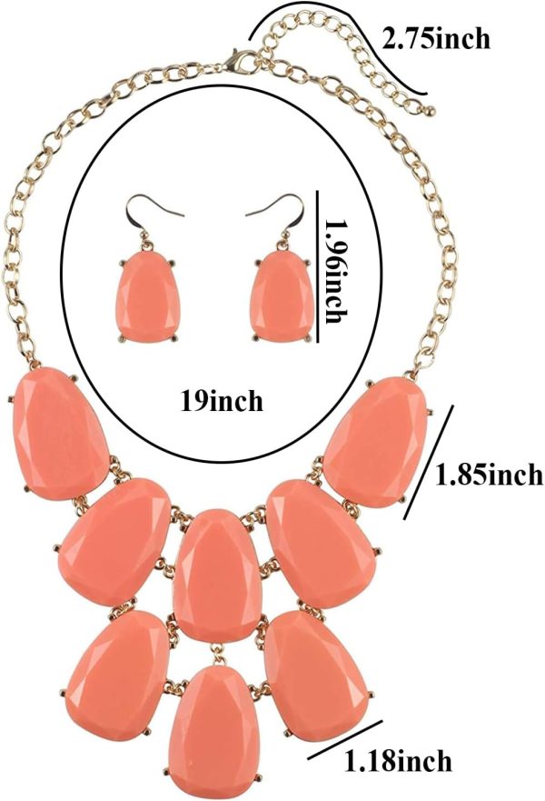 Firstmeet Chunky Bubble Statement Collar Necklace with Earrings for Women - Image 118