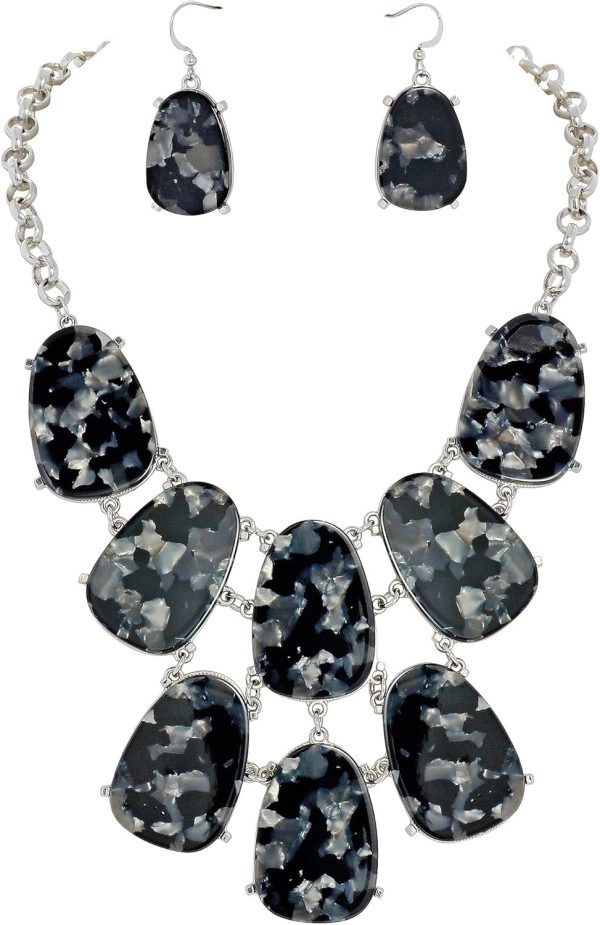 Firstmeet Chunky Bubble Statement Collar Necklace with Earrings for Women - Image 119