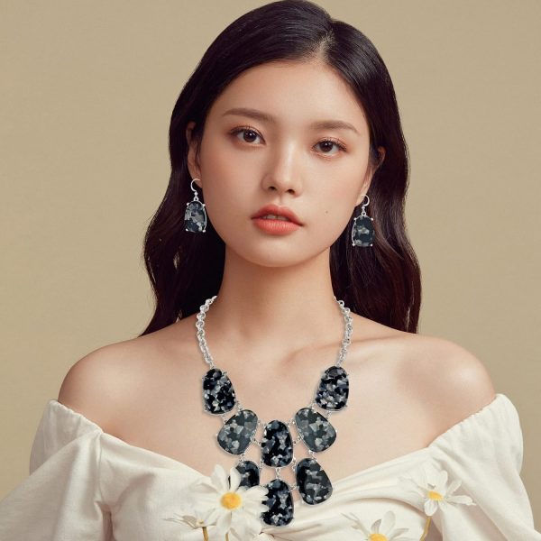 Firstmeet Chunky Bubble Statement Collar Necklace with Earrings for Women - Image 120