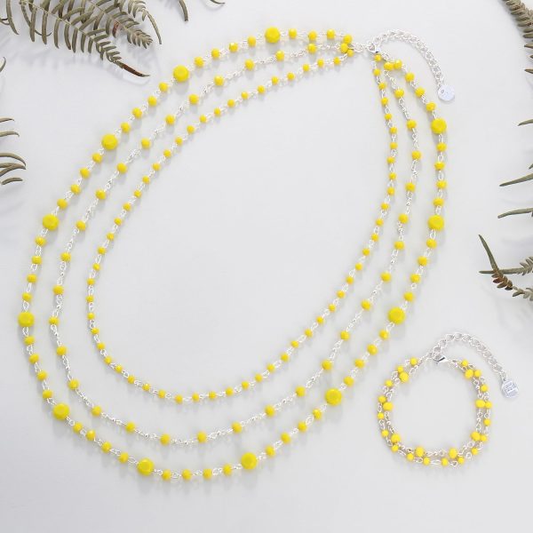 Firstmeet Long Chain Multi Layer Fashion Glass Beads Handmade Necklace with Bracelet for Women - Image 29
