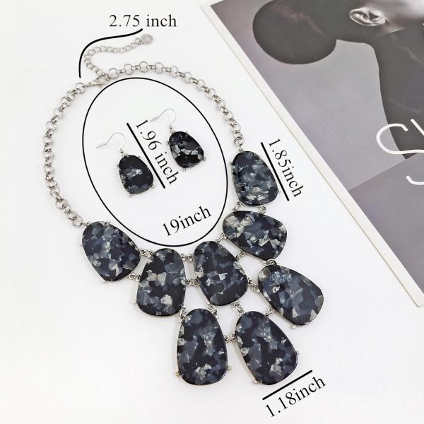 Firstmeet Chunky Bubble Statement Collar Necklace with Earrings for Women - Image 123
