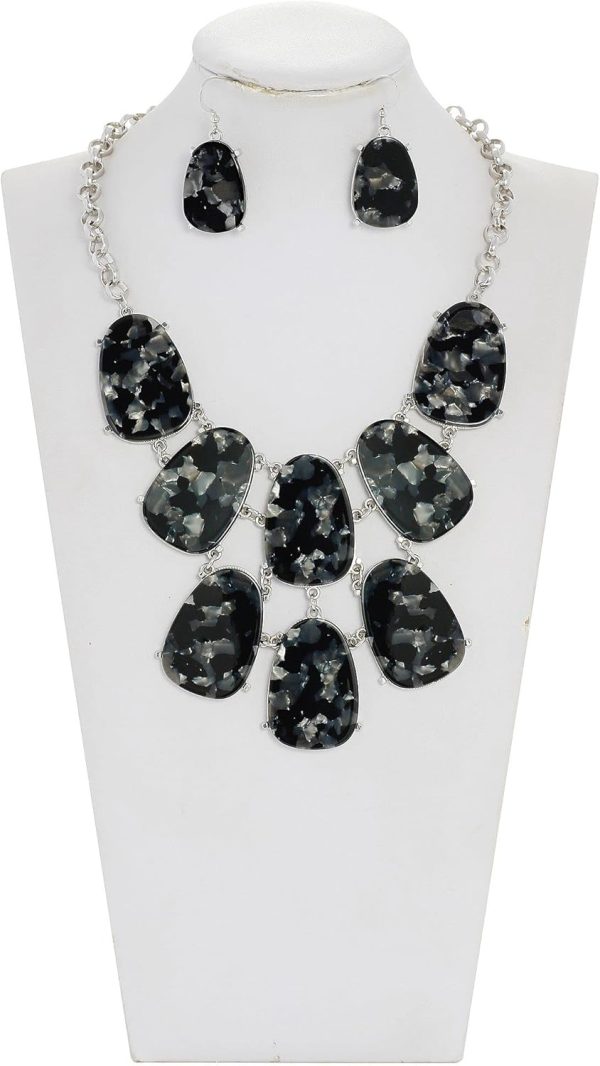 Firstmeet Chunky Bubble Statement Collar Necklace with Earrings for Women - Image 124