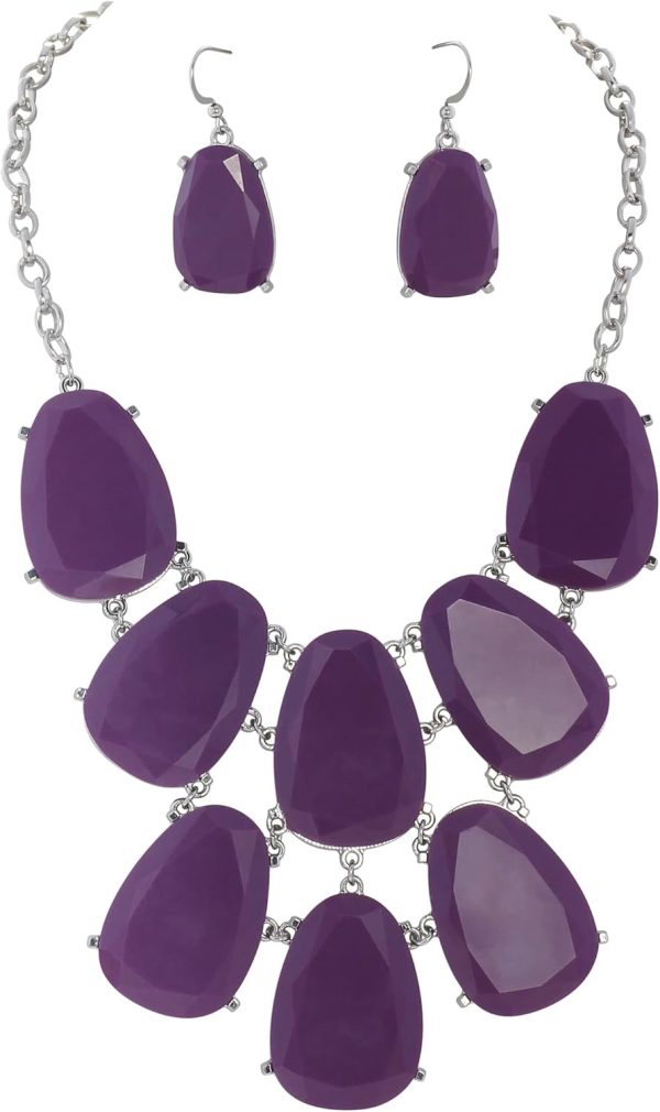 Firstmeet Chunky Bubble Statement Collar Necklace with Earrings for Women - Image 130