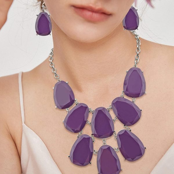 Firstmeet Chunky Bubble Statement Collar Necklace with Earrings for Women - Image 131