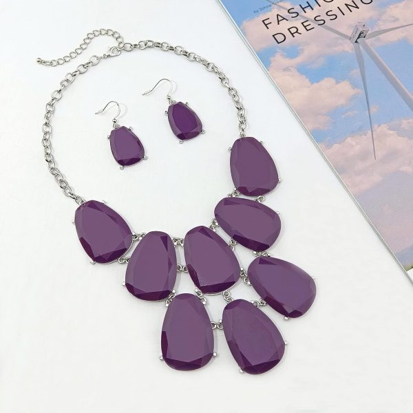 Firstmeet Chunky Bubble Statement Collar Necklace with Earrings for Women - Image 132