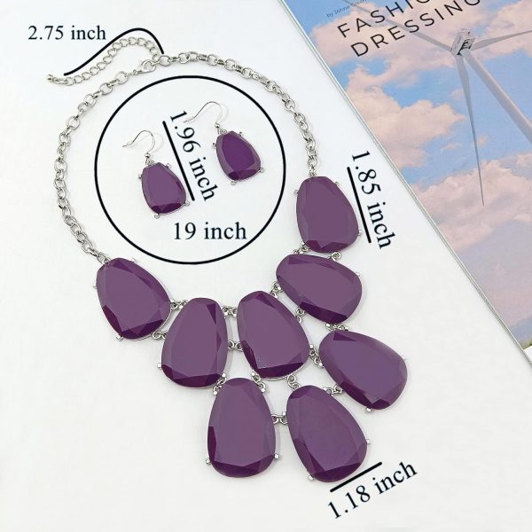 Firstmeet Chunky Bubble Statement Collar Necklace with Earrings for Women - Image 134
