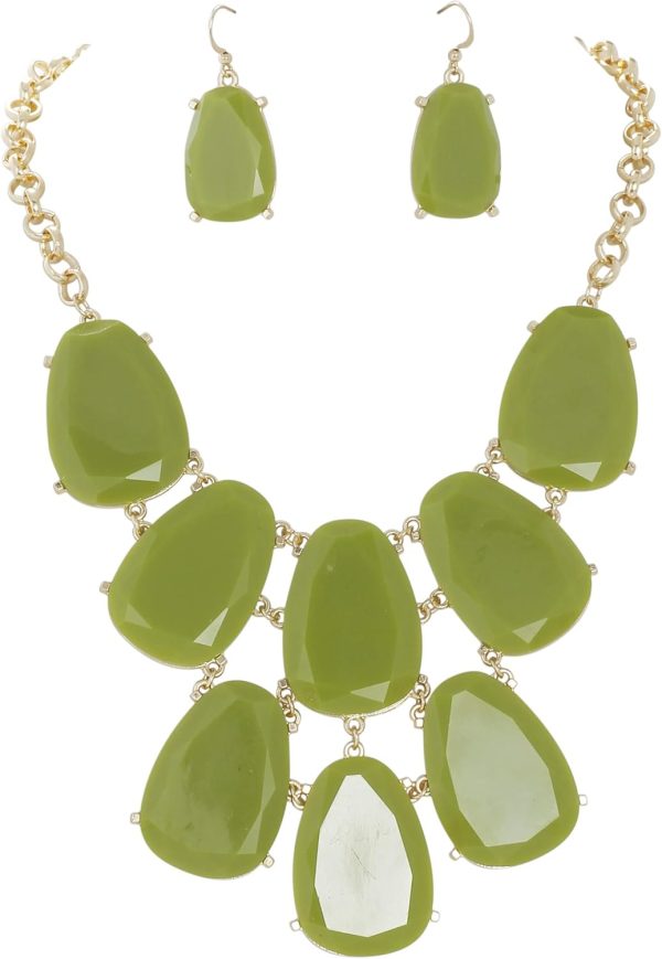 Firstmeet Chunky Bubble Statement Collar Necklace with Earrings for Women - Image 136