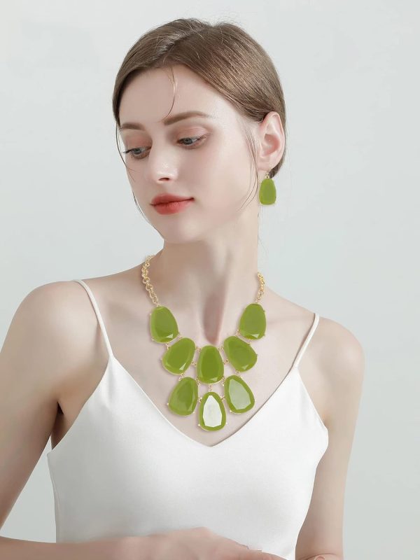 Firstmeet Chunky Bubble Statement Collar Necklace with Earrings for Women - Image 137
