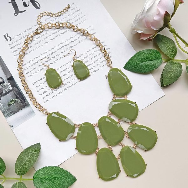 Firstmeet Chunky Bubble Statement Collar Necklace with Earrings for Women - Image 138