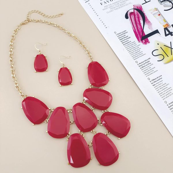 Firstmeet Chunky Bubble Statement Collar Necklace with Earrings for Women - Image 143