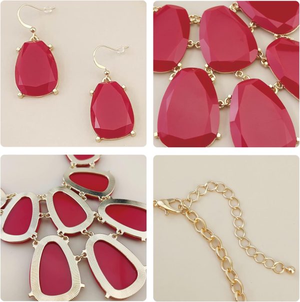 Firstmeet Chunky Bubble Statement Collar Necklace with Earrings for Women - Image 144