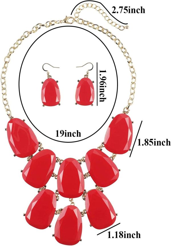 Firstmeet Chunky Bubble Statement Collar Necklace with Earrings for Women - Image 145