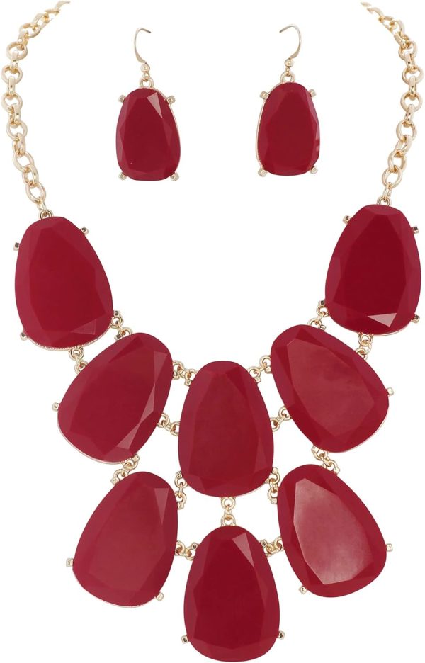 Firstmeet Chunky Bubble Statement Collar Necklace with Earrings for Women - Image 146