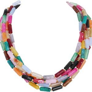Firstmeet Chunky Beads Necklace Acrylic 5-Layer Jewelry Statement Necklace Handmade Strand