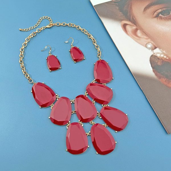 Firstmeet Chunky Bubble Statement Collar Necklace with Earrings for Women - Image 148