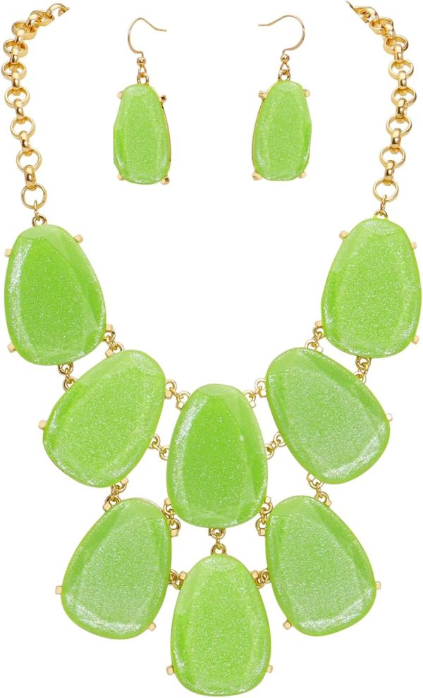 Firstmeet Chunky Bubble Statement Collar Necklace with Earrings for Women - Image 151