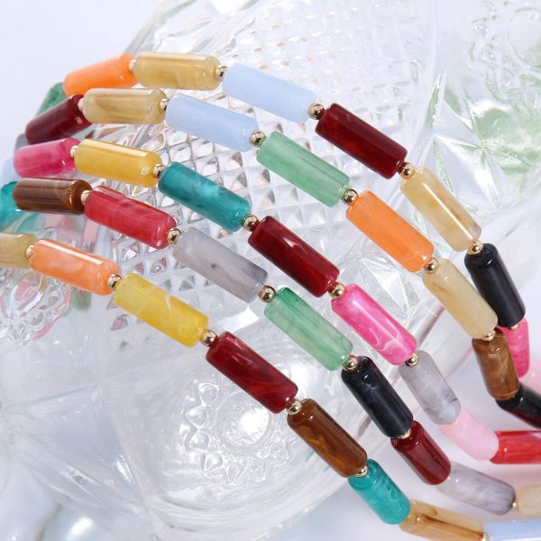 Firstmeet Chunky Beads Necklace Acrylic 5-Layer Jewelry Statement Necklace Handmade Strand - Image 6