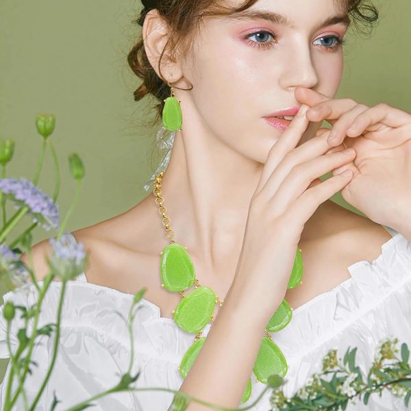 Firstmeet Chunky Bubble Statement Collar Necklace with Earrings for Women - Image 152