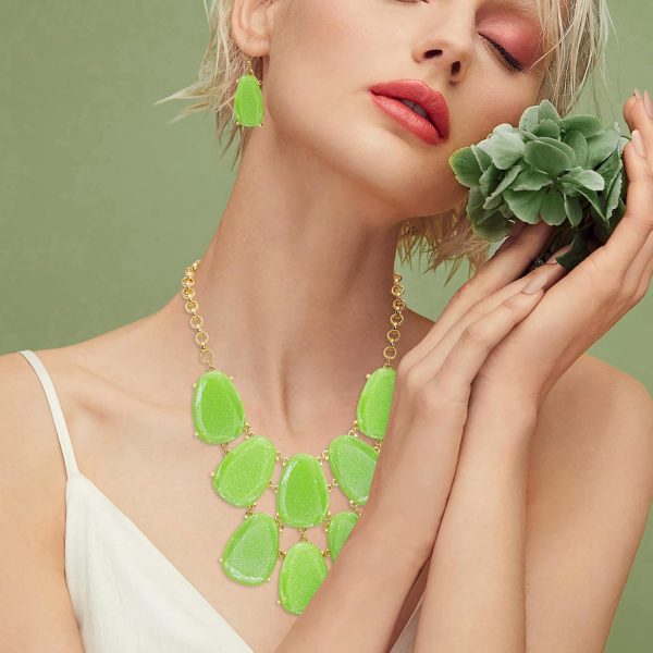 Firstmeet Chunky Bubble Statement Collar Necklace with Earrings for Women - Image 155