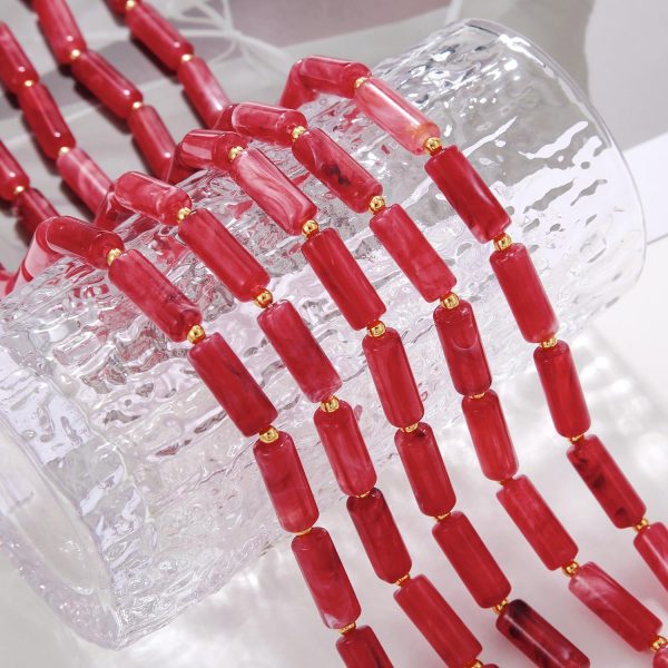 Firstmeet Chunky Beads Necklace Acrylic 5-Layer Jewelry Statement Necklace Handmade Strand - Image 12