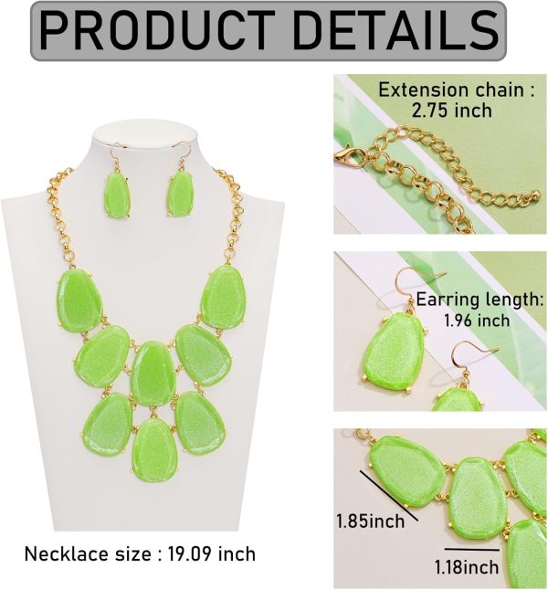 Firstmeet Chunky Bubble Statement Collar Necklace with Earrings for Women - Image 156