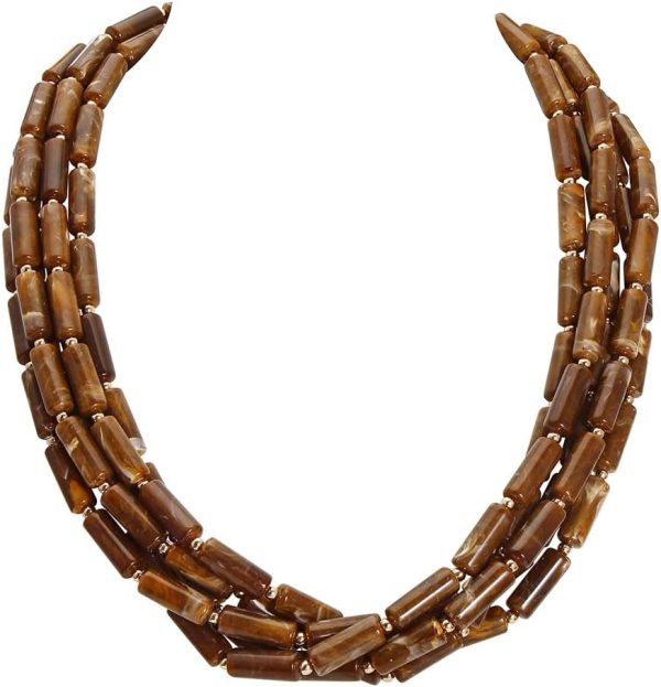 Firstmeet Chunky Beads Necklace Acrylic 5-Layer Jewelry Statement Necklace Handmade Strand - Image 15
