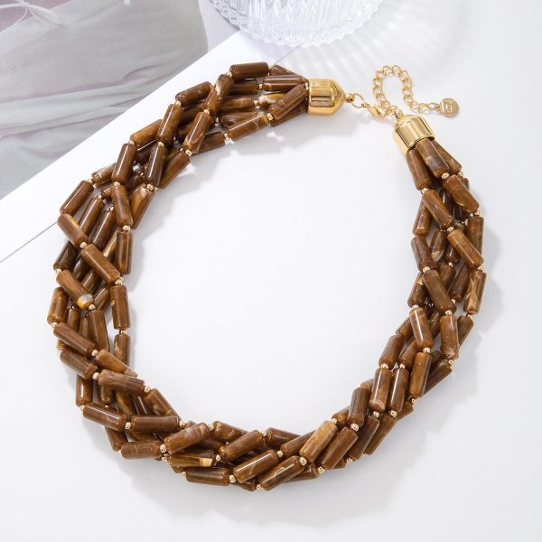 Firstmeet Chunky Beads Necklace Acrylic 5-Layer Jewelry Statement Necklace Handmade Strand - Image 17
