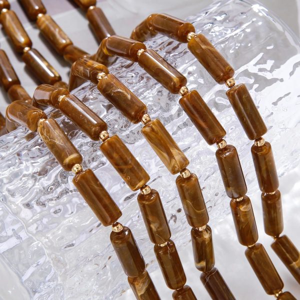 Firstmeet Chunky Beads Necklace Acrylic 5-Layer Jewelry Statement Necklace Handmade Strand - Image 18