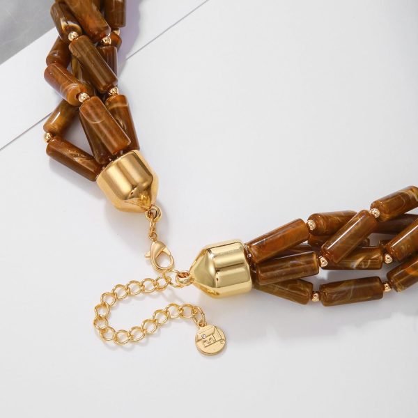 Firstmeet Chunky Beads Necklace Acrylic 5-Layer Jewelry Statement Necklace Handmade Strand - Image 19