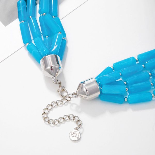 Firstmeet Chunky Beads Necklace Acrylic 5-Layer Jewelry Statement Necklace Handmade Strand - Image 24