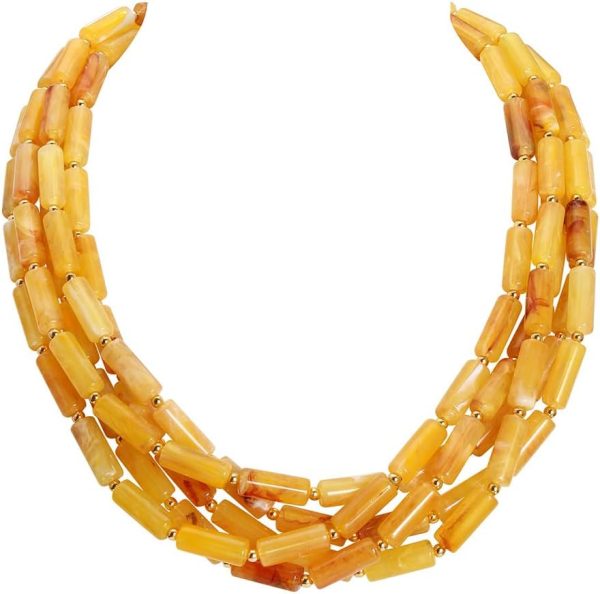 Firstmeet Chunky Beads Necklace Acrylic 5-Layer Jewelry Statement Necklace Handmade Strand - Image 27