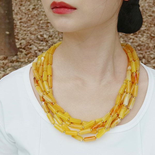 Firstmeet Chunky Beads Necklace Acrylic 5-Layer Jewelry Statement Necklace Handmade Strand - Image 28
