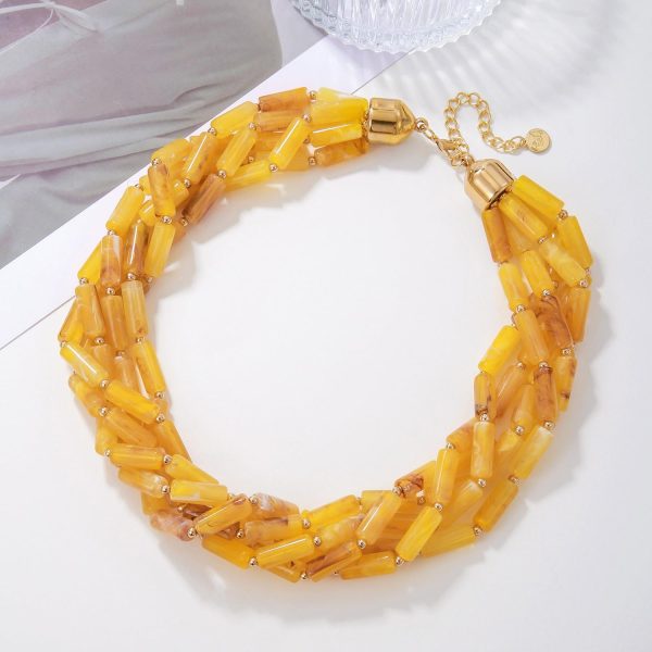 Firstmeet Chunky Beads Necklace Acrylic 5-Layer Jewelry Statement Necklace Handmade Strand - Image 29