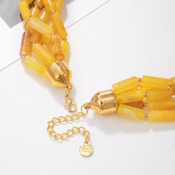 Firstmeet Chunky Beads Necklace Acrylic 5-Layer Jewelry Statement Necklace Handmade Strand - Image 31
