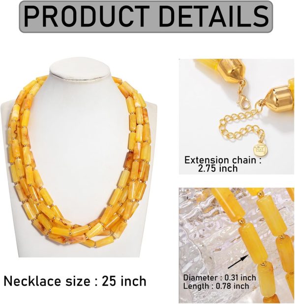 Firstmeet Chunky Beads Necklace Acrylic 5-Layer Jewelry Statement Necklace Handmade Strand - Image 32